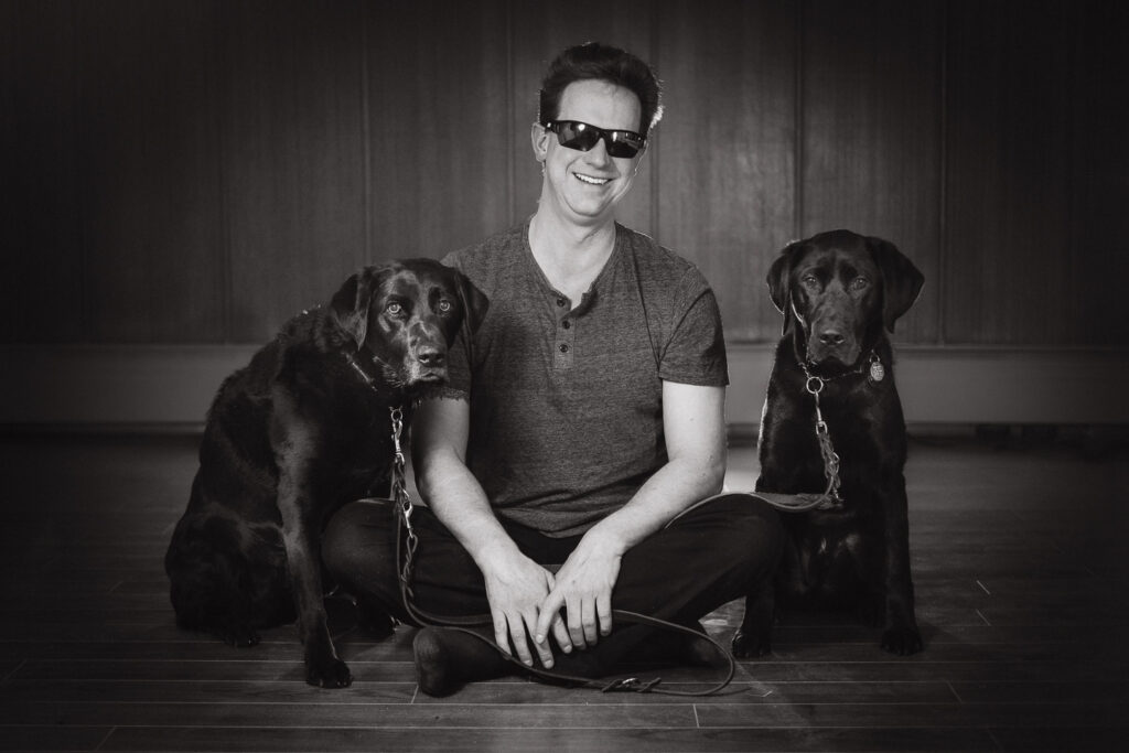 David and his gogs in high contrst black and white. Left: McCpy. middle: David, right: Trooper
